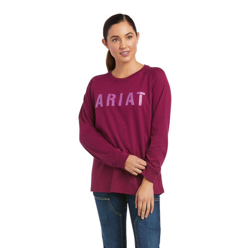 Ariat T-Shirts Damen - Rebar Cottonstrong Block Lila ( SWOHU-2318 )